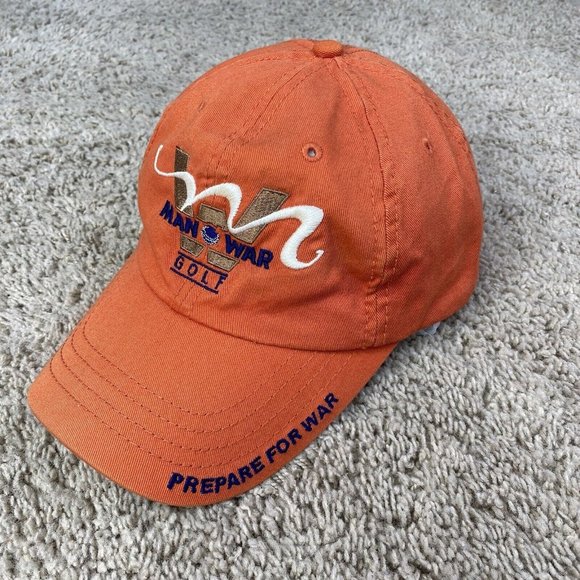 American Dry Goods Man Of War Golf Hat Myrtle Beach Orange OSFA Strapback Cap - Picture 3 of 10